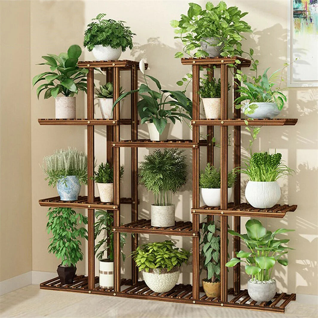 Evergrove 11-Tier Carbonized Wood Plant Display Shelf