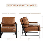 Set o 2 Accent Chairs or Living Room, Oversized aux Leather Chair, Century ern Reading Chair or Bedroom Waiting Room, Light Brow
