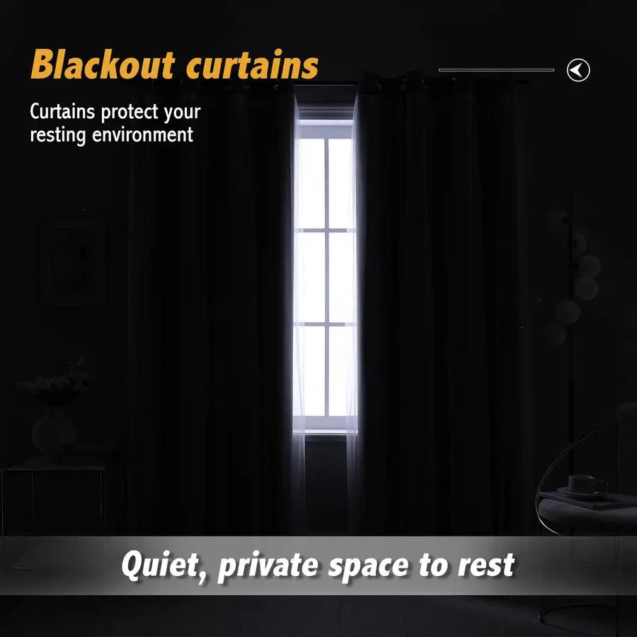 LunaShade Layered Blackout Sheer Curtain Panels – 2 Piece Set