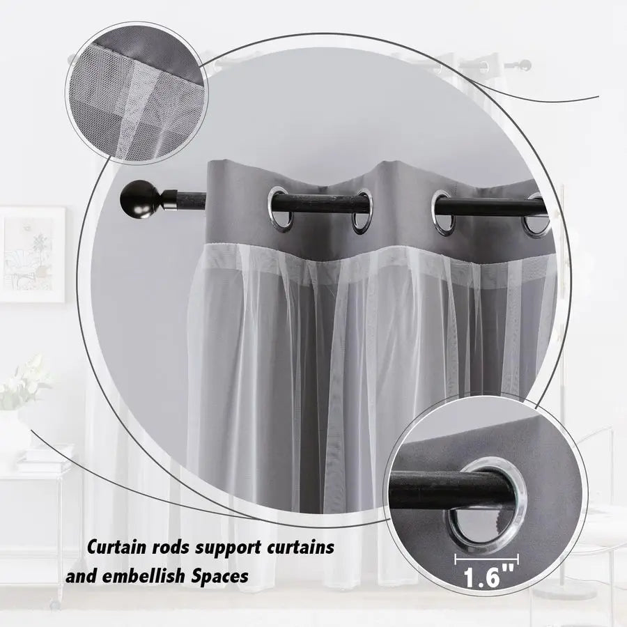 LunaShade Layered Blackout Sheer Curtain Panels – 2 Piece Set