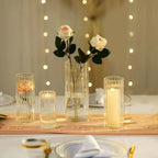 Ribbed Glass Candle Holder & Vase Set – 6 Piece