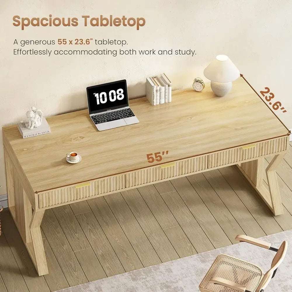 Ashton Executive 55" Home Office Desk with Storage Drawers