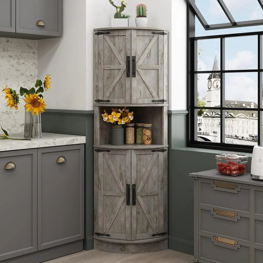 Heritage Farmhouse Storage Cabinet with Barn Doors