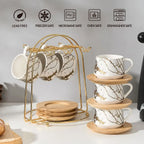 Café Lumière Ceramic Espresso Cup Set with Metal Stand