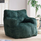 Soft and fluffy corduroy memory foam beanbag chair; comfortable velvet single-seater sofa for adults—ideal for home relaxation and gaming.