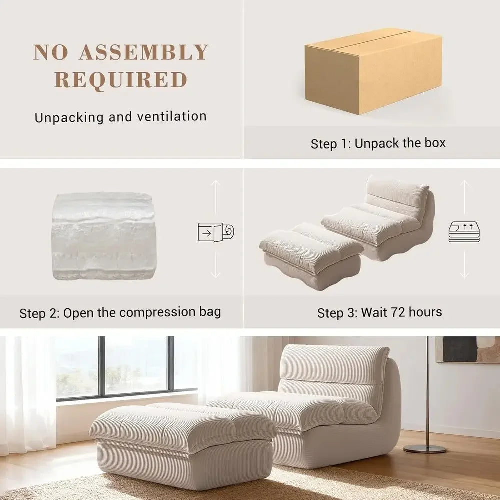 CloudNest Bean Bag Lounge Chair with Ottoman