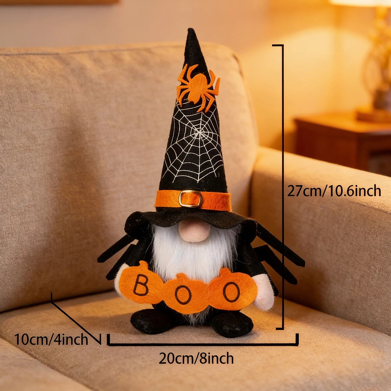 Halloween Spider Puppet Ornament Set – Black & Orange Spooky Décor 2-Piece