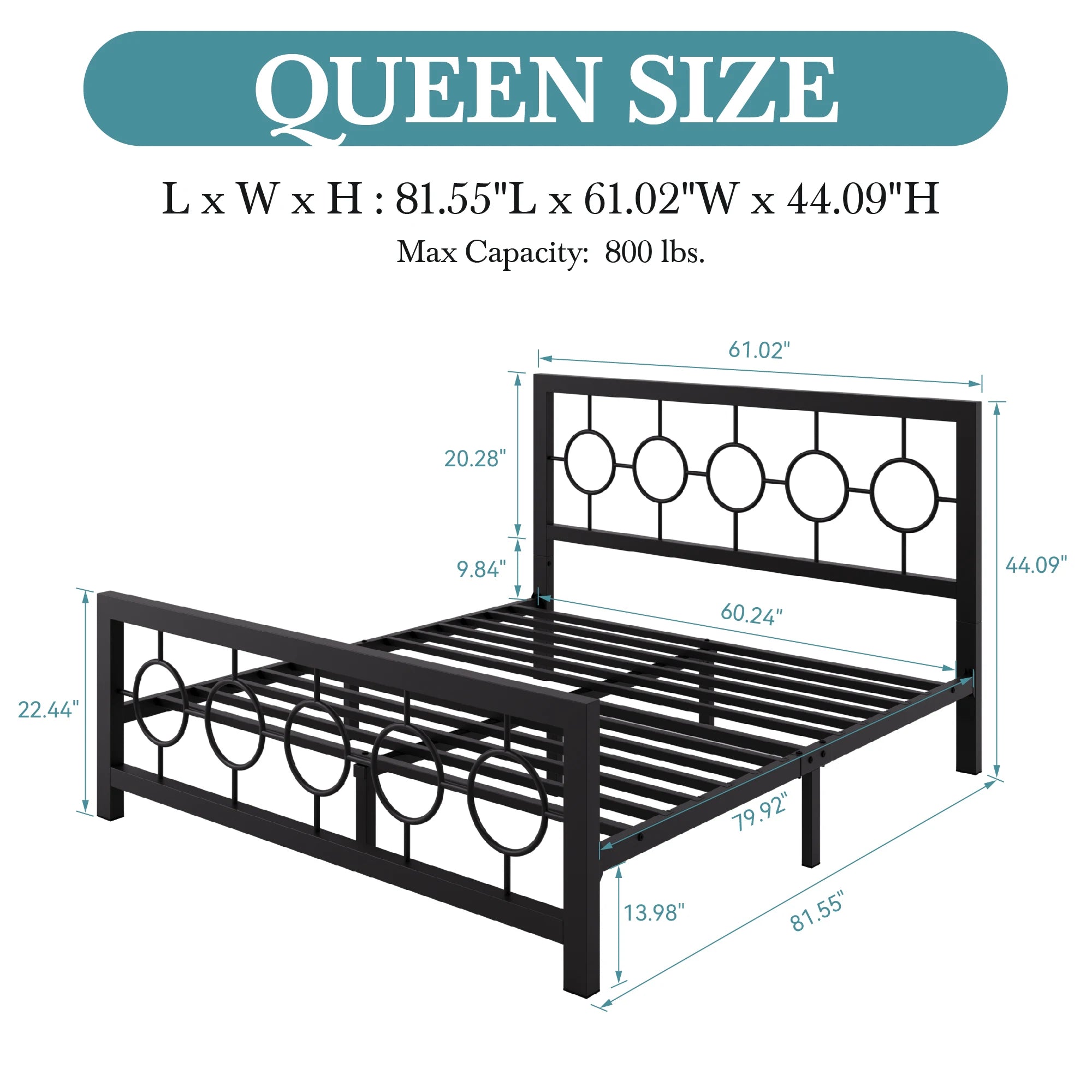 Iron Haven Vintage Metal Platform Bed Frame