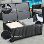 Woven Patio Coffee Table with Hidden Storage