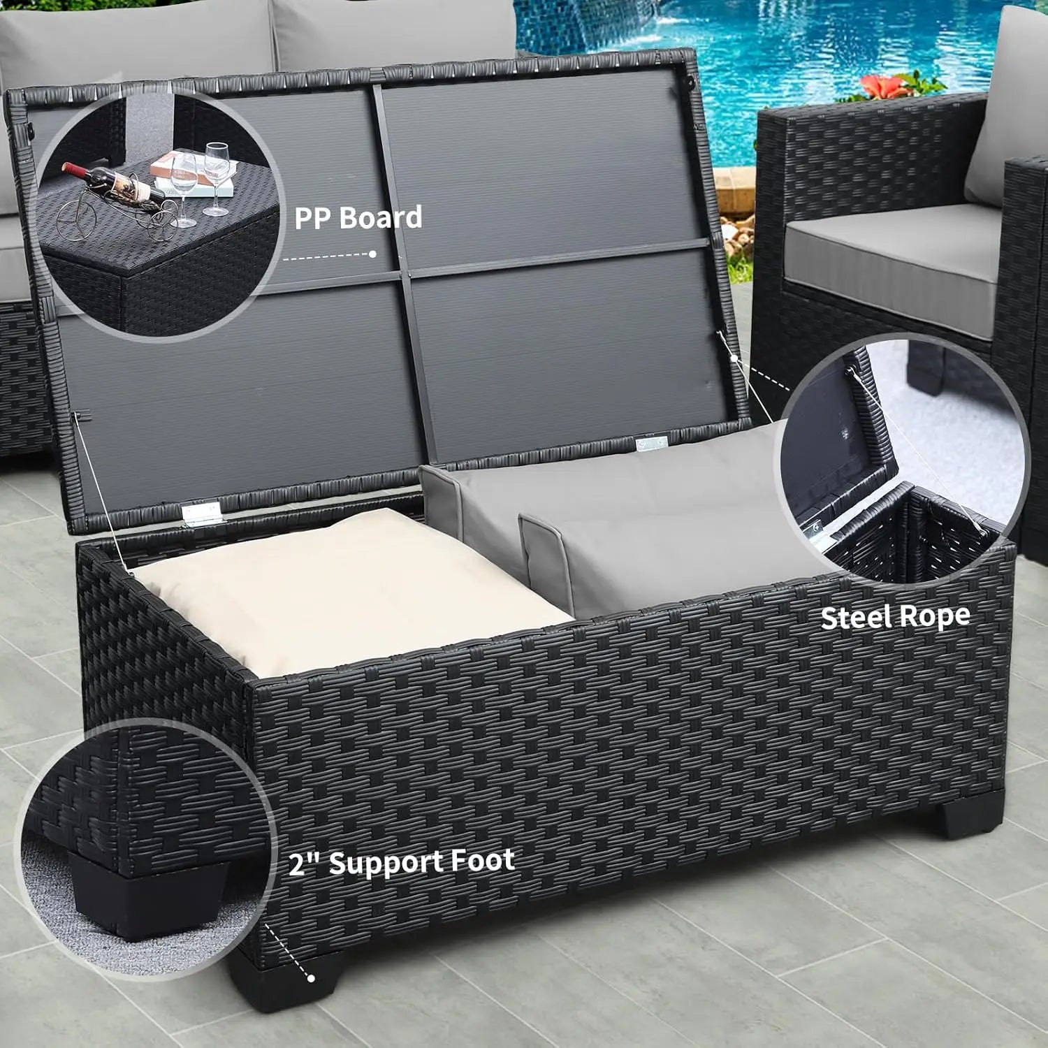 Woven Patio Coffee Table with Hidden Storage