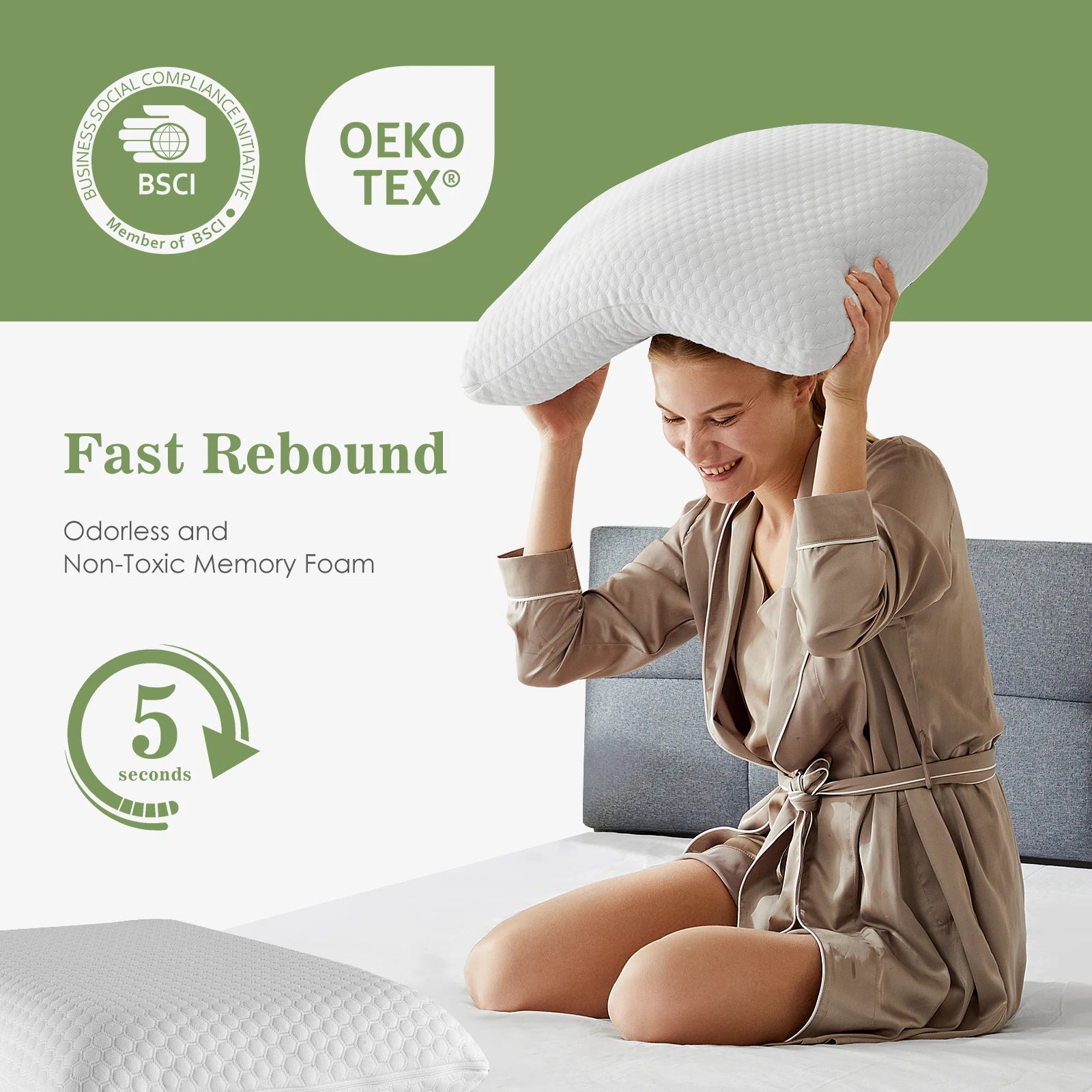 Haven CloudRest Memory Foam Bed Pillow Set – 2 Pack