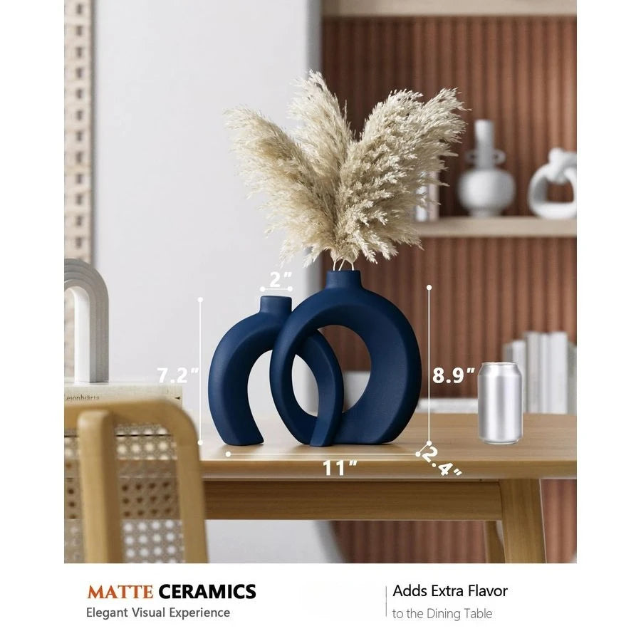 Midnight Harbor Donut Ceramic Vase Set – 2 Piece