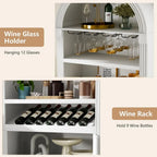 Arched Fluted Wine Bar Cabinet with Wine Rack & Stemware Storage - 71"