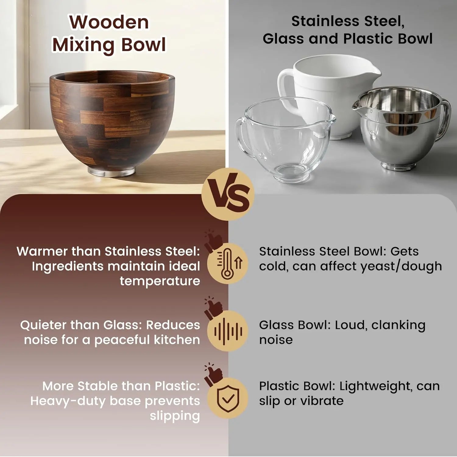Heritage Kitchen Acacia Wood Mixer Bowl