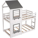 White Twin Over Twin Cottage House Bunk Bed