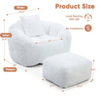 CloudNest Teardrop Bean Bag Chair with Ottoman