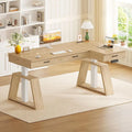Summit Elevate 59" L-Shaped Electric Standing Desk with Drawers & Power Station