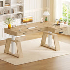 Summit Elevate 59" L-Shaped Electric Standing Desk with Drawers & Power Station