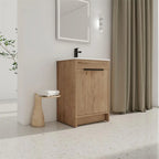 24" Freestanding Bathroom Vanity with White Ceramic Sink & 2 Soft-Close Cabinet Doors