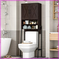 Farmhouse Over Toilet Storage Cabinet, Metal Frame with Barn Doors, Space-Saving Bathroom Rack