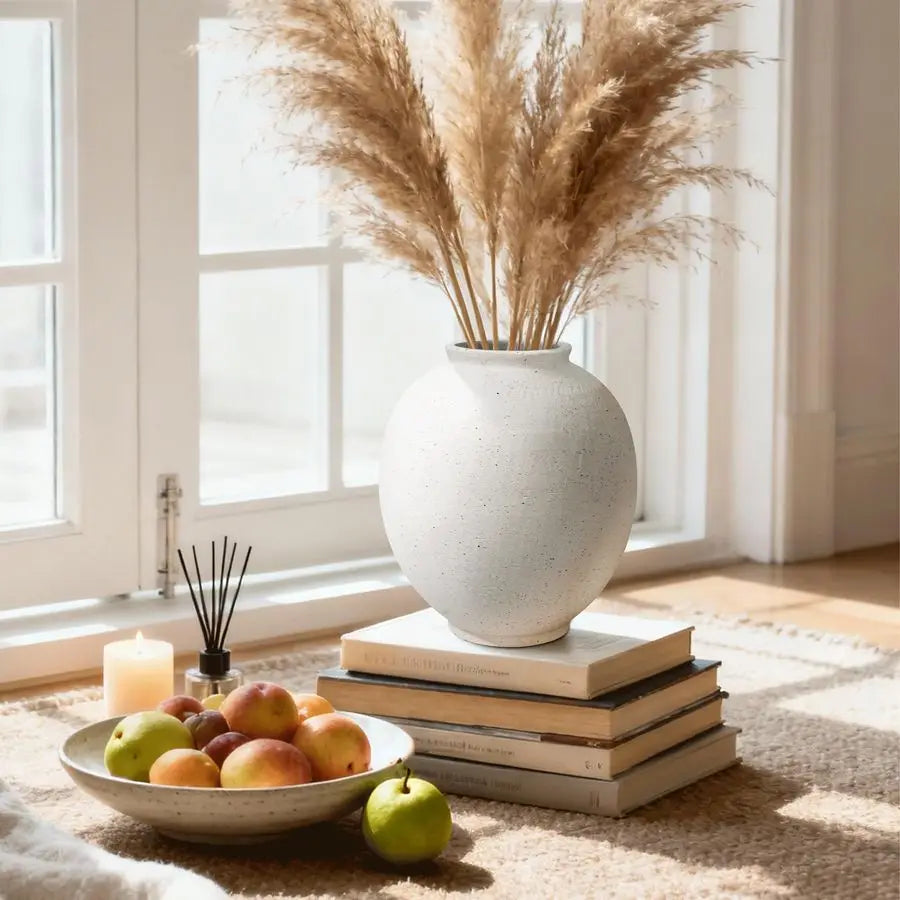 Willow Creek Rustic White Ceramic Flower Vase