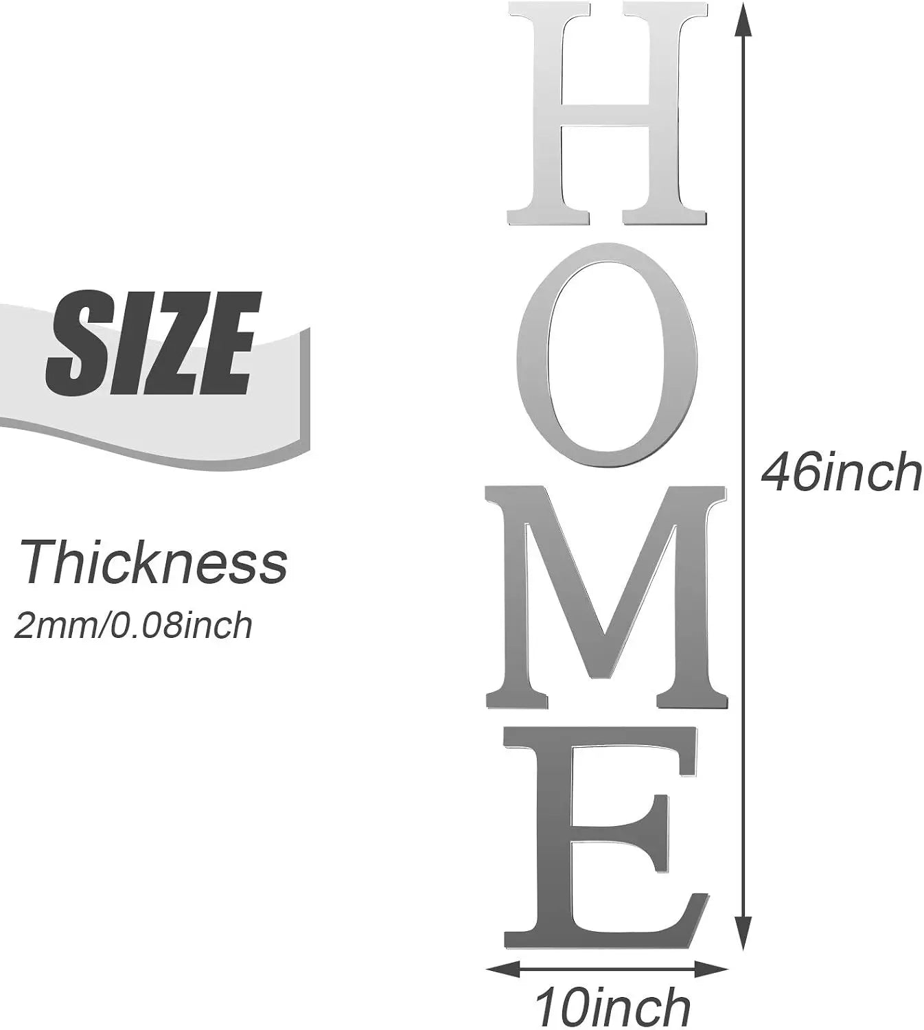 3D Home Wall Decor Letter Sign Acrylic Mirror Wall Decor Stickers Family Farmhouse Decals for Home Room Bedroom Mirror Decoration 47x 11.8 Inch(Silver)