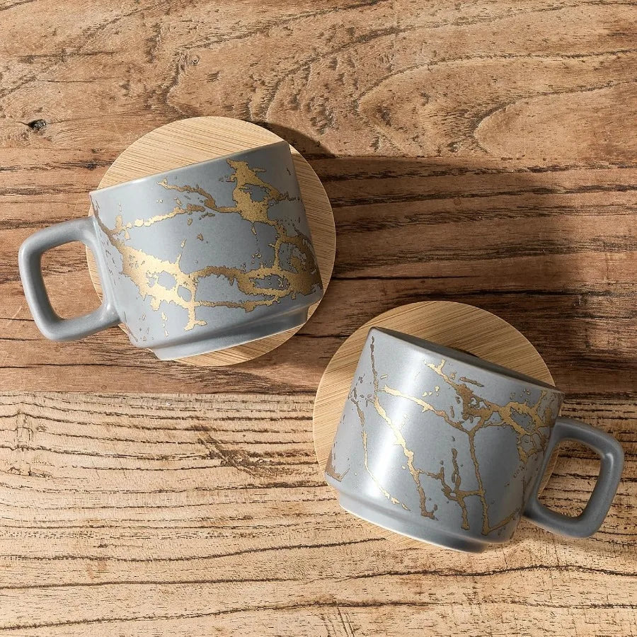 Bella Casa Stackable Espresso Cup Set with Metal Stand