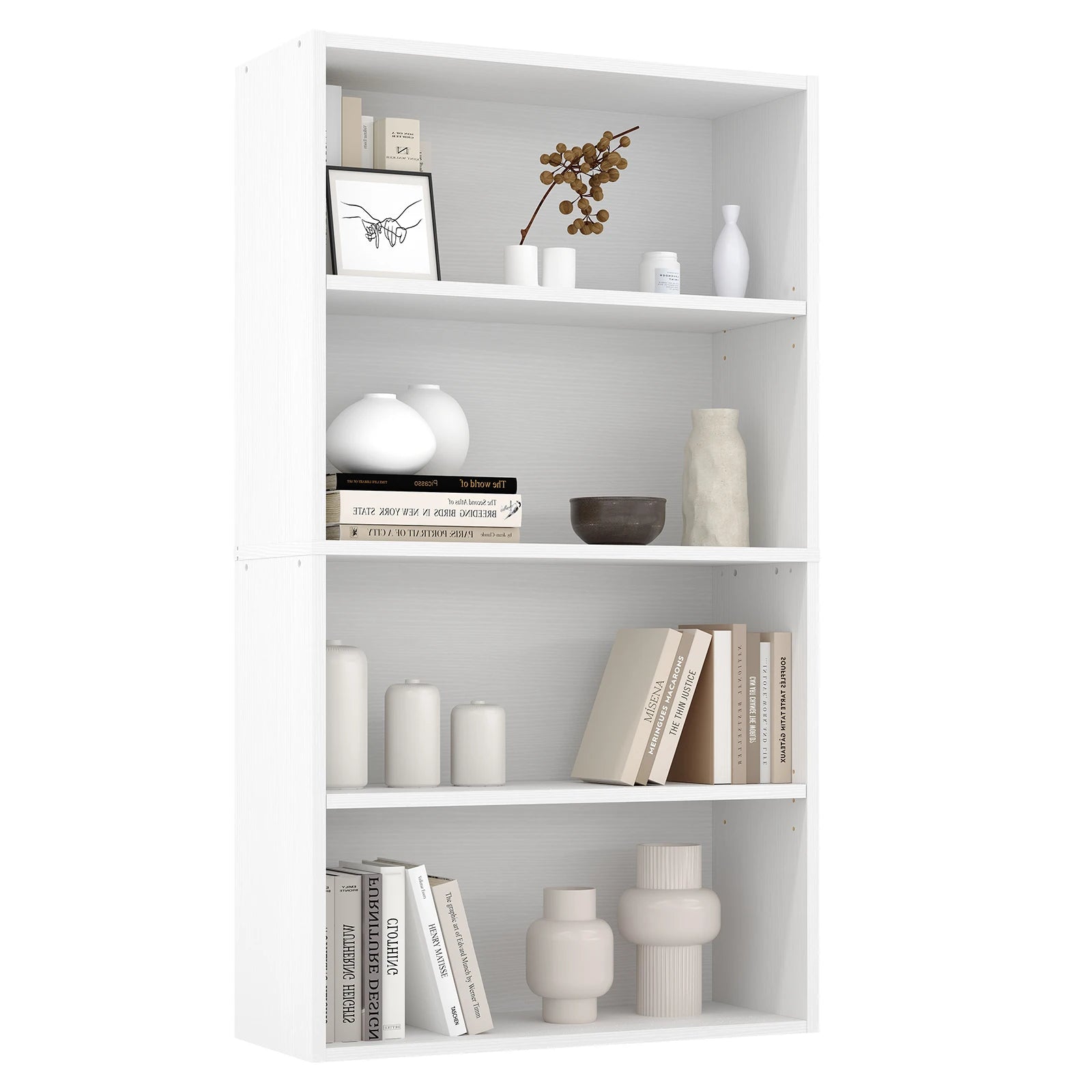 Heritage Essentials 4-Tier Wooden Bookcase & Open Storage Shelf