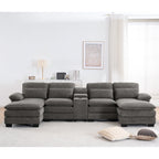 Cloudhaven U-Shaped Chenille Sectional Sofa with Storage – 124 Inch