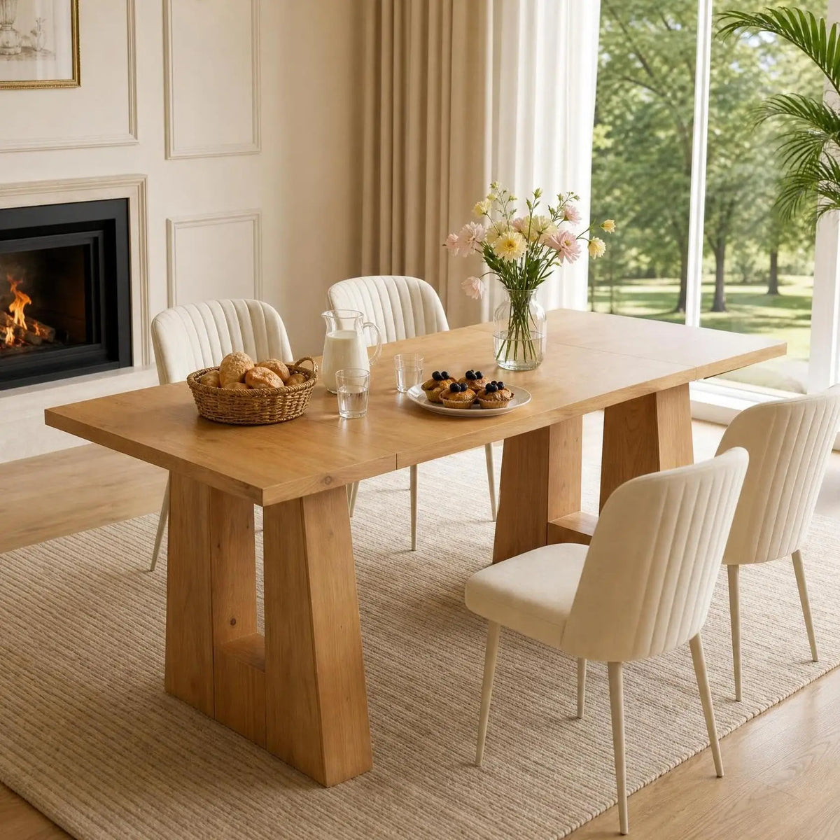 63 Inch Dining Table For 6 People Walnut Wooden Kitchen Table With Heavy Duty Legs Modern Rectangle Table For Kitchen Dining Room
