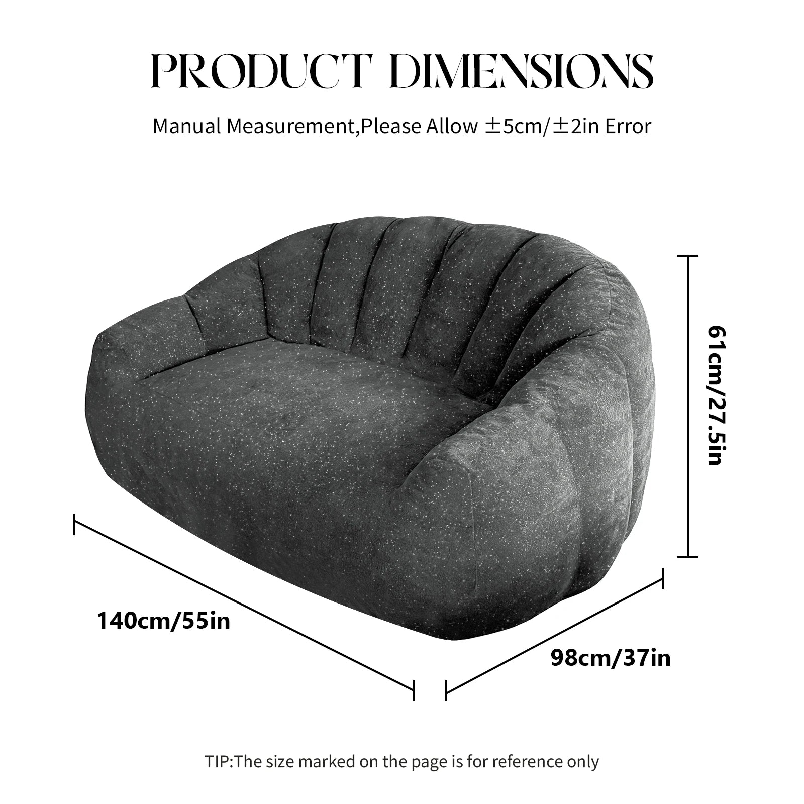 Comfy Bean Bag Sofa with Back Support, Oversized Reading Chair ， Big Fluffy Lazy Lounge Sofa ，Faux Fur Bean Bag Chair ， Stuffed Floor Sofa for Living Room, Bedroom