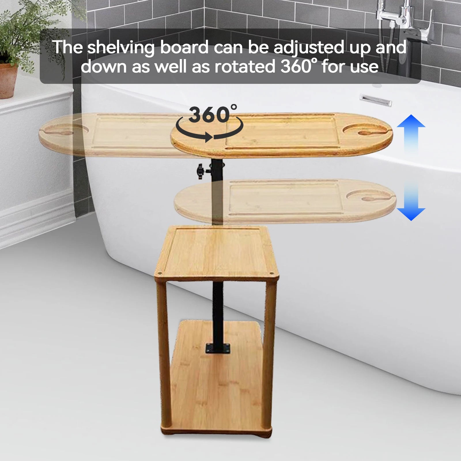Serenity Haven Adjustable Bamboo Bath Caddy Tray