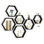 Heritage Hexagon Floating Wall Shelves – Set of 6 Honeycomb Shelves