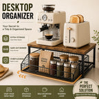 Rustic Pull-Out Countertop Organizer with Sliding Basket