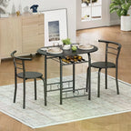 Round Dining Table & Chair Set with Wine Storage