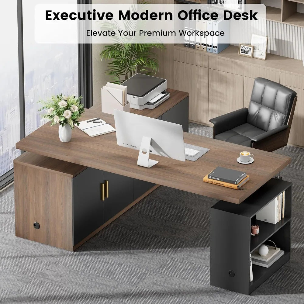 Ashton Executive 67" L-Shaped Electric Standing Desk with Drawers