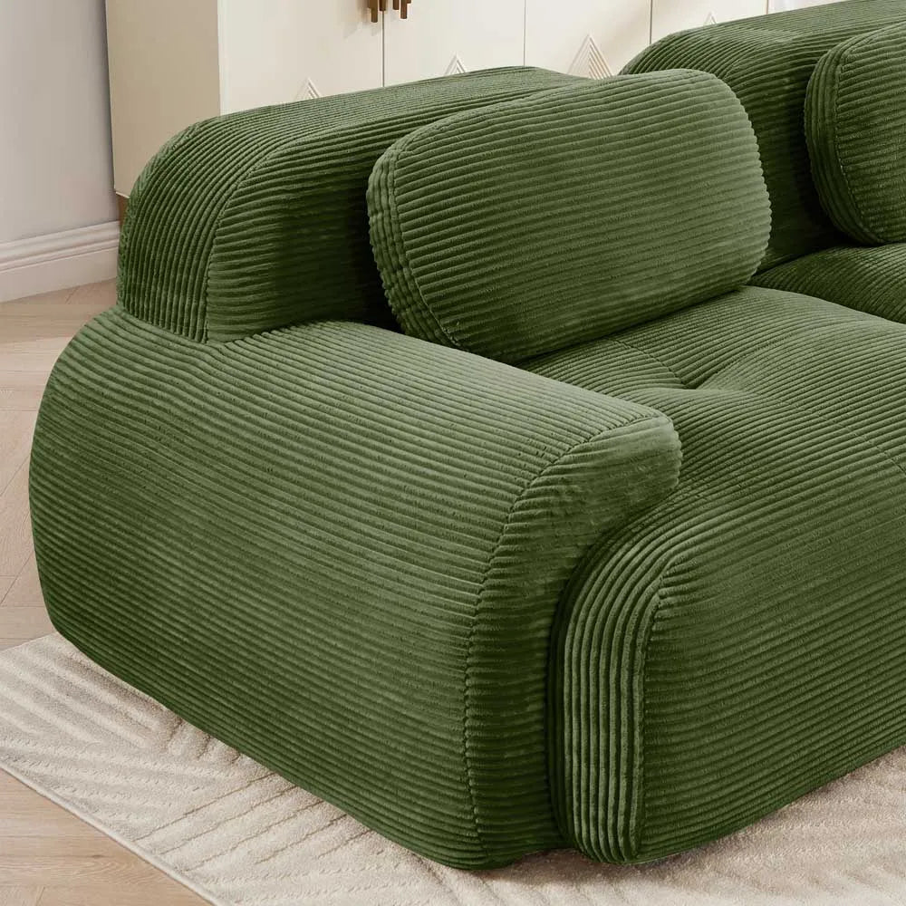 Lounge 82" Corduroy Modular Loveseat – Curved 2-Seat Cloud Sofa