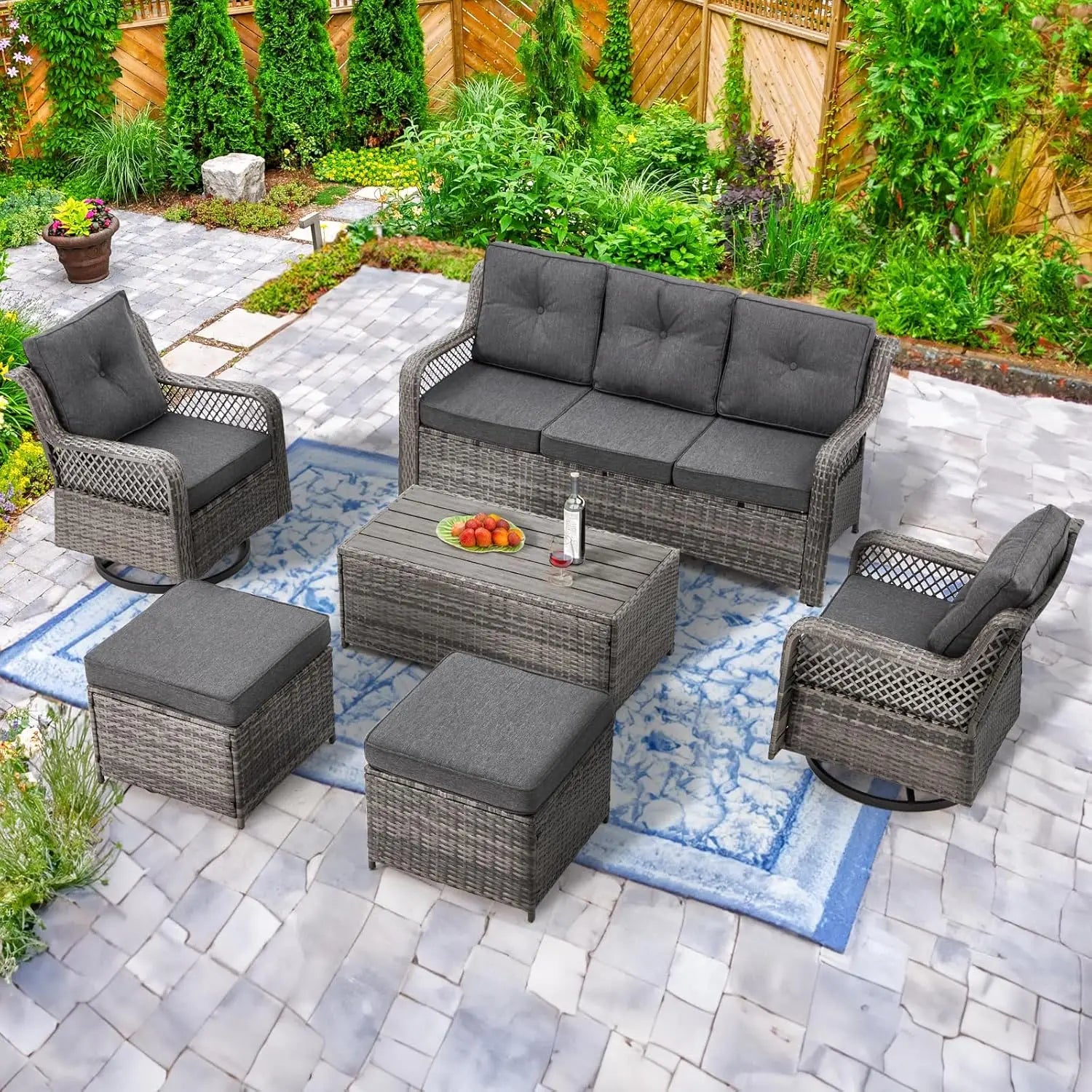 Harbor Pointe 6-Piece Swivel Patio Conversation Set