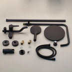 Matte Black Rainfall Shower System with Storage Shelf & Handheld Shower