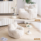 Soft and fluffy corduroy memory foam beanbag chair; comfortable velvet single-seater sofa for adults—ideal for home relaxation and gaming.