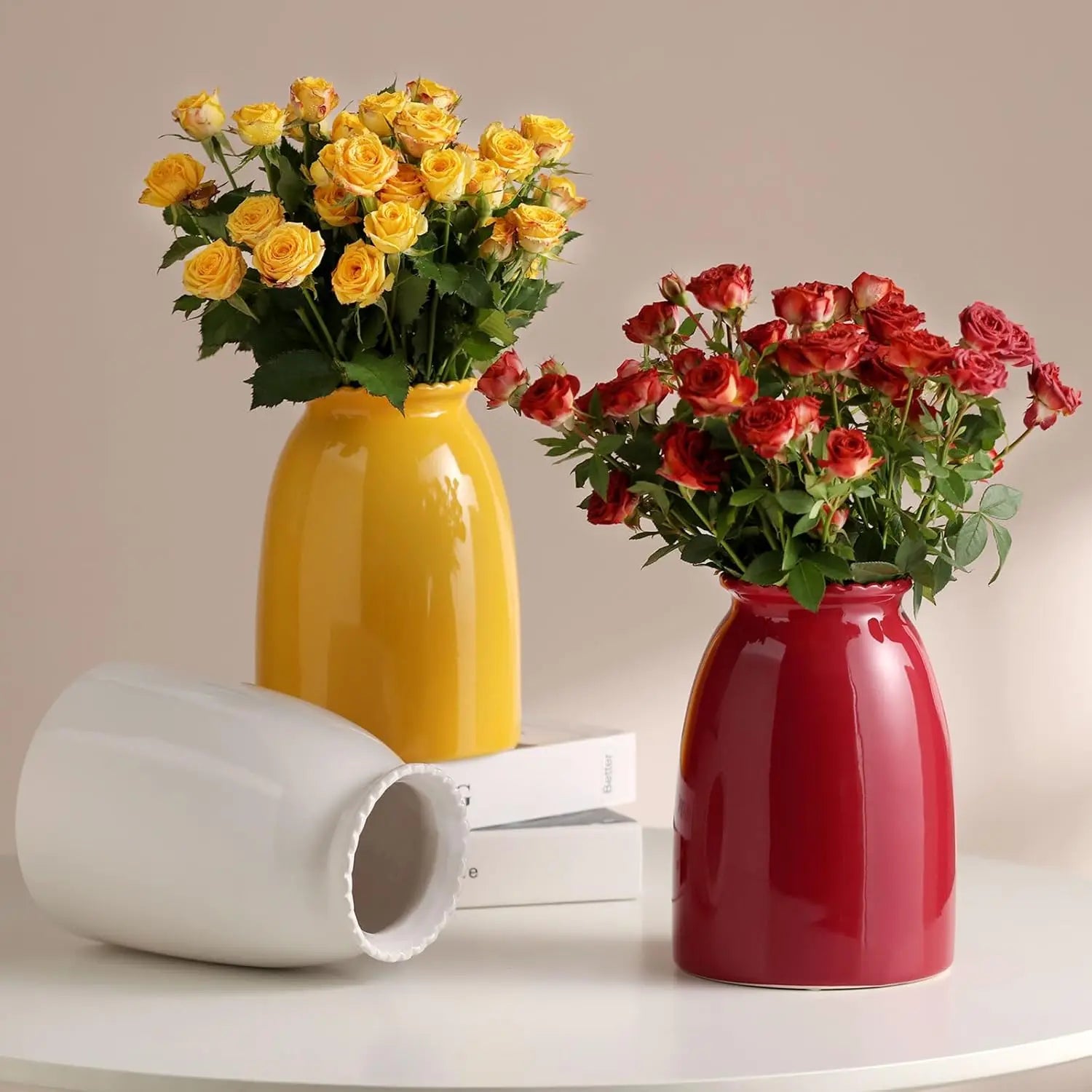 Haven Ridge Modern White Ceramic Flower Vase