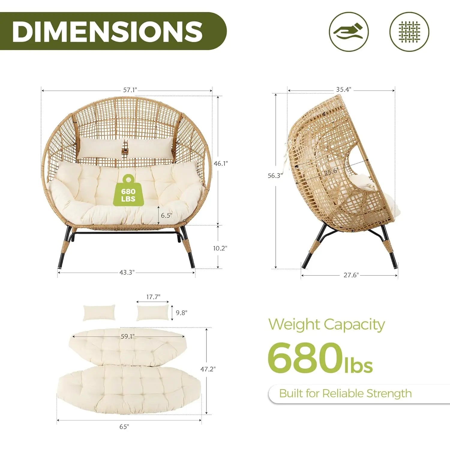 Savannah Double Egg Loveseat Patio Chair