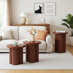 Nesting Coffee Table Set of 3, Mid Century Modern Wooden Accent Tables for Living Room Home Office Small Space