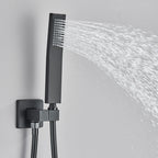 Matte Black Concealed Rainfall & Waterfall Shower System with Tub Spout