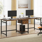 Two-Person Computer Desk with Drawers & Shelves