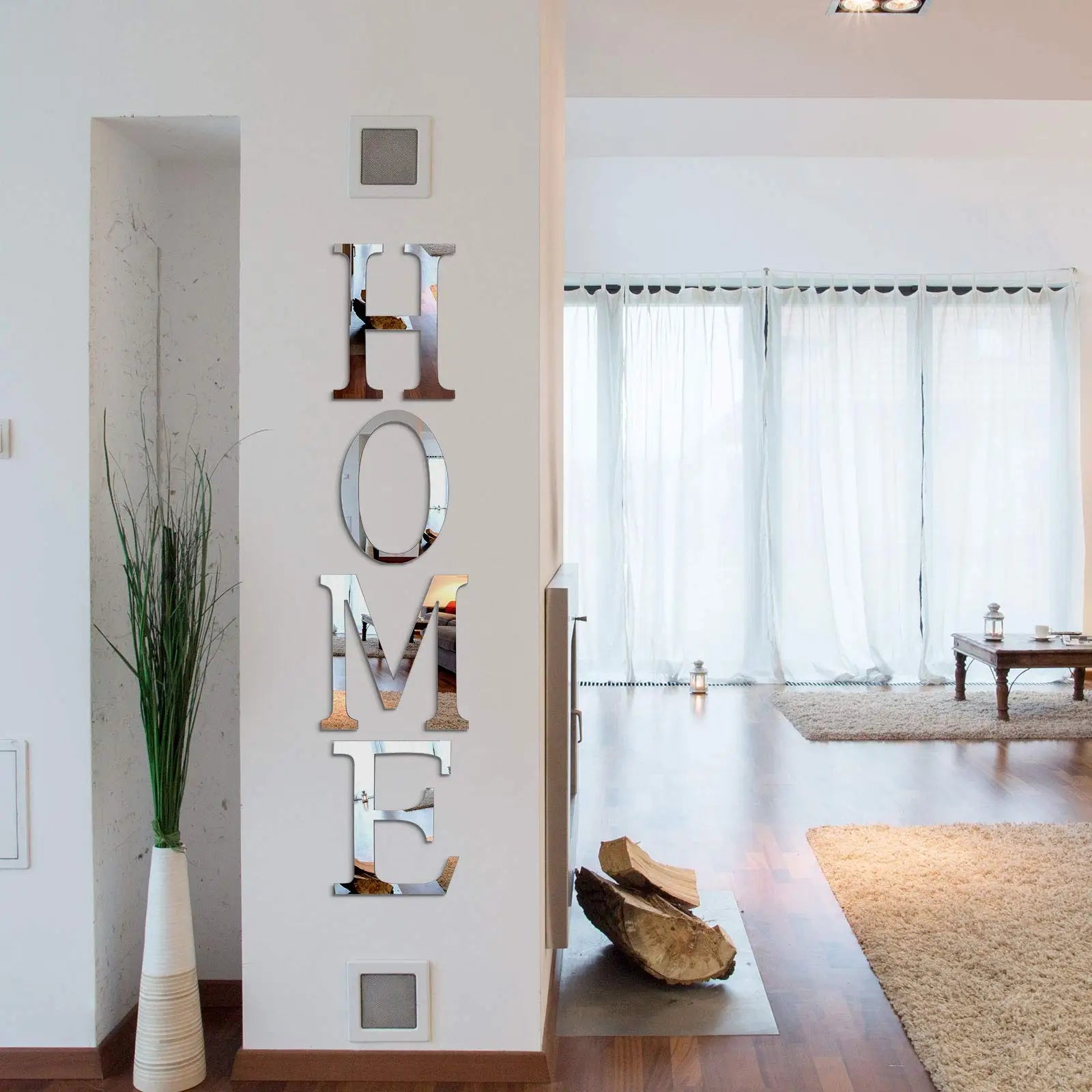 3D Home Wall Decor Letter Sign Acrylic Mirror Wall Decor Stickers Family Farmhouse Decals for Home Room Bedroom Mirror Decoration 47x 11.8 Inch(Silver)
