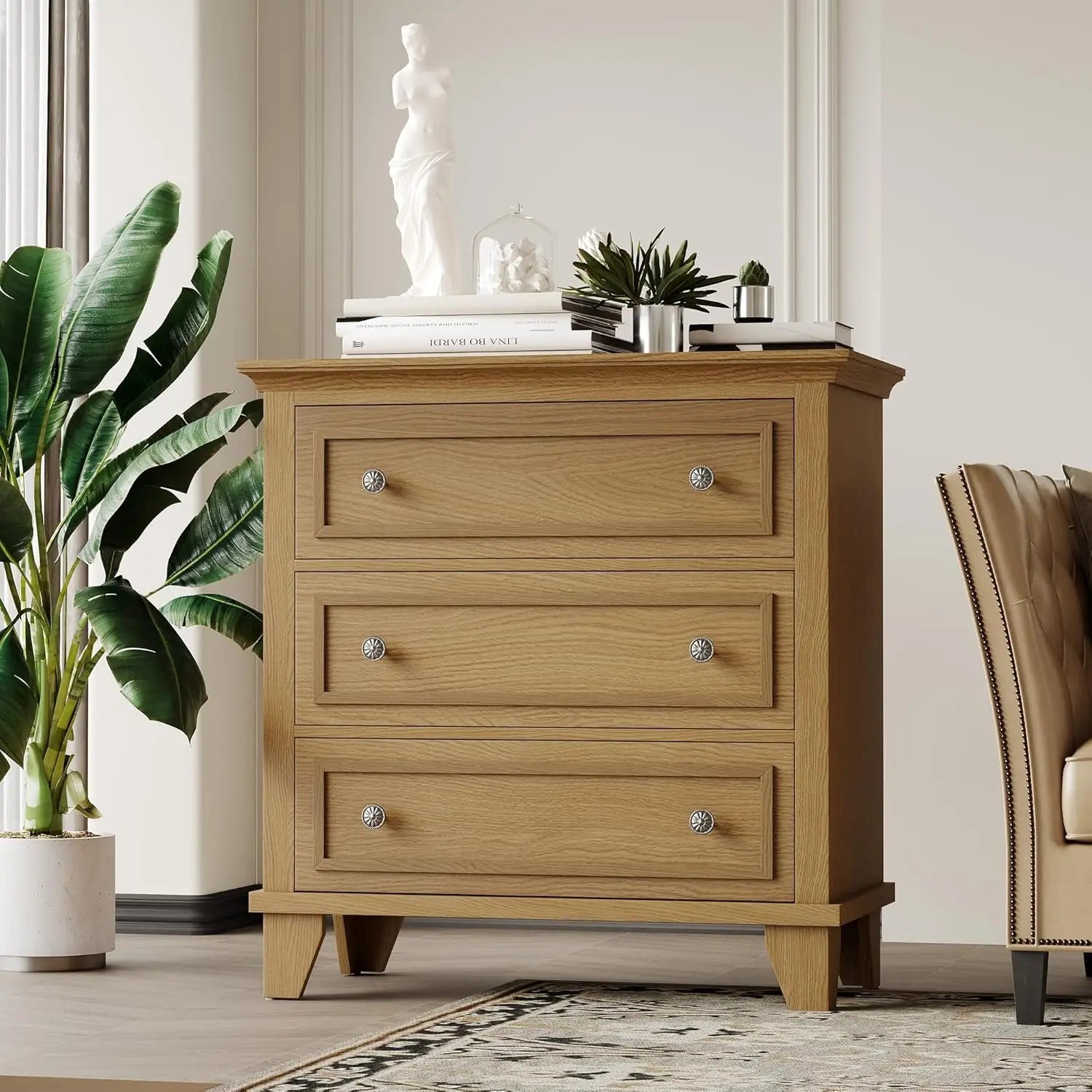 Modern 3-Drawer Wood Storage Dresser