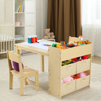 Wooden Kids Art Table & Chair Set with Storage