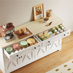 Buffet Cabinet Storage Sideboard Drawers Shelves Coffee Bar Kitchen Cabinet Natural Wood