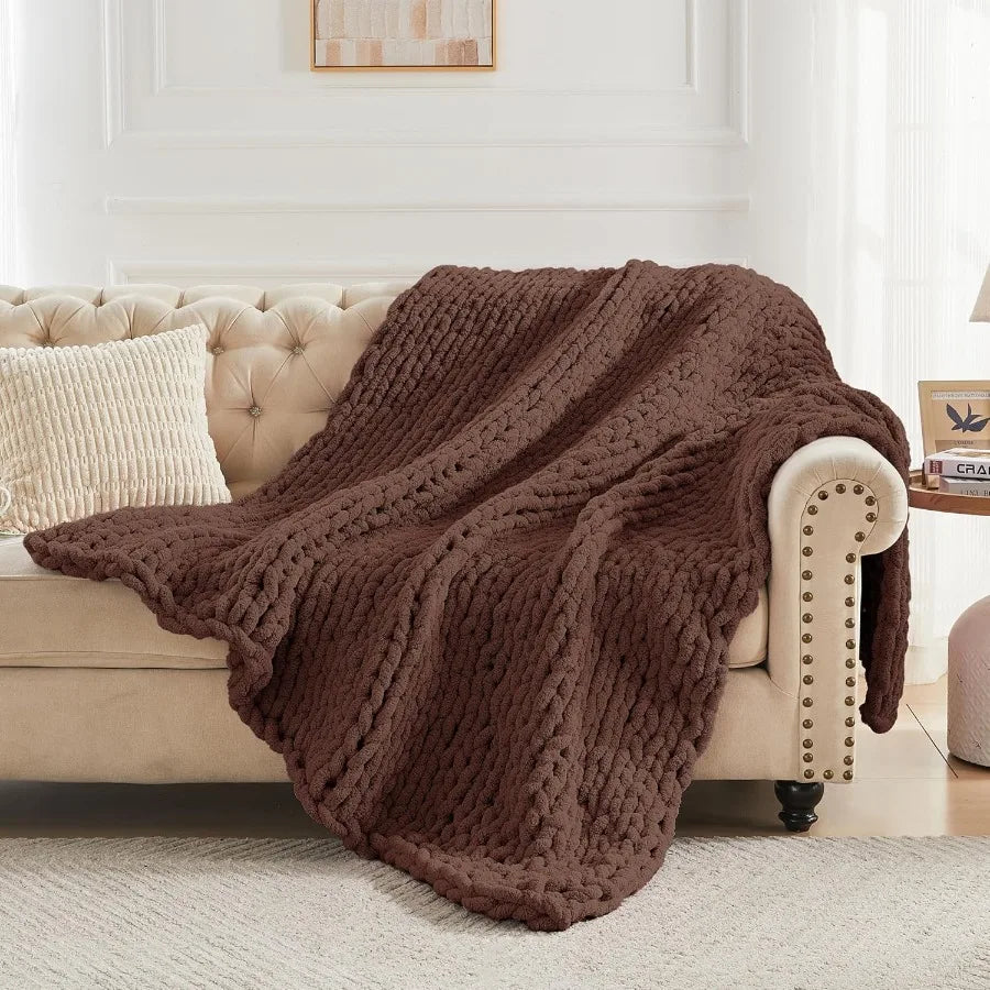 Haven Ridge Chunky Knit Chenille Throw Blanket